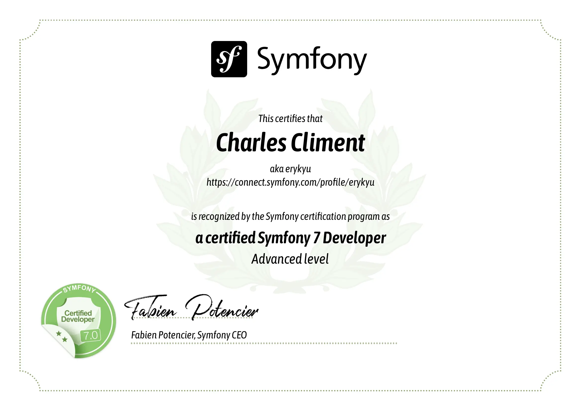 Certification Symfony 7